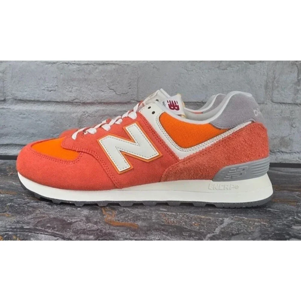 New Balance 574 Orange Rust Red White U574RCB Men's Size 10
